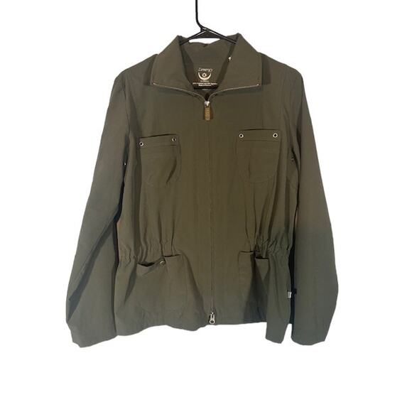 Zenergy by Chico's Olive Green Collared Full Zip Military Jacket Women Sz 0 - Picture 1 of 10